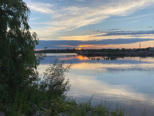 Sunset reflecting in the waters of the Ottawa River upstream of the Chaudière Falls