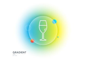 Wine glass line icon. Gradient blur button with glassmorphism. Burgundy glass sign. Transparent glass design. Wineglass line icon. Vector