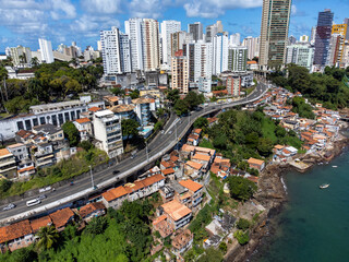 Social contrast and natural beauty in coastal metropolis Salvador, Bahia, Brazil