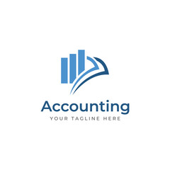 Financial accounting logo, with check mark for financial accounting stock chart analysis. In modern template vector illustration concept style.