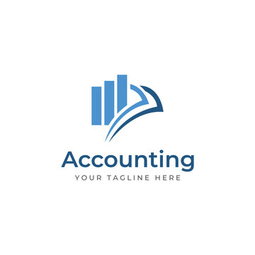 Financial accounting logo, with check mark for financial accounting stock chart analysis. In modern template vector illustration concept style.