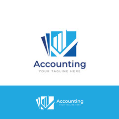 Financial accounting logo, with check mark for financial accounting stock chart analysis. In modern template vector illustration concept style.