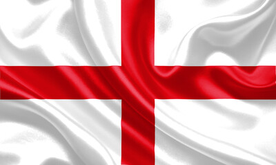 Fototapeta premium 3d illustration England flag on satin texture with waving flag
