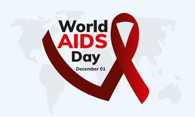 World AIDS Day. AIDS awareness poster design. Abstract World AIDS Day symbol. Red ribbon background