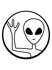 Kreis Alien winkt freundlich 
