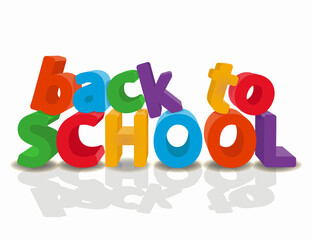 Back to school banner 3d, vector illustration