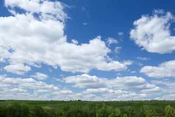 Beautiful landscape with green trees on cloudy day