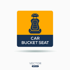 Creative (Car bucket seat) Icon, Vector sign.