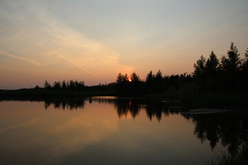 Fototapeta na wymiar Afterglow Of The Sunset, Pylypow Wetlands, Edmonton, Alberta