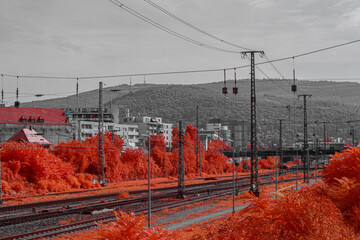railway in red and black infrared