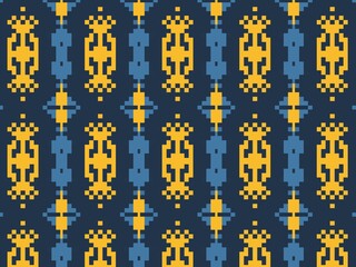 Fototapeta na wymiar Abstract traditional cloth style. Seamless in tribal, folk embroidery, Tribe geometric fabric. Ukrainian square art ornament print. Digital art illustration