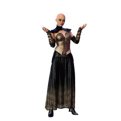 Fototapeta premium Dark Queen Warrior Woman with Metal Crown, 3D Illustration, 3D Rendering