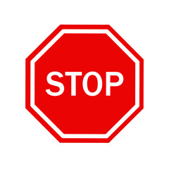 Red stop sign icon, traffic warning symbol vector