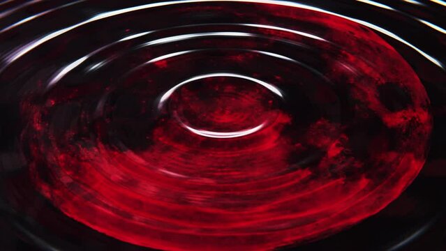 Realistic looping 3D animation of the circles on a water surface with Evil bloody red  moon reflections rendered in UHD as Halloween motion background