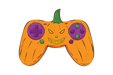 Halloween Pumpkin Video Game Controller vector illustration © NumediaPhoto