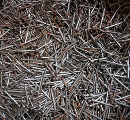 Mass of tarnished steel nails