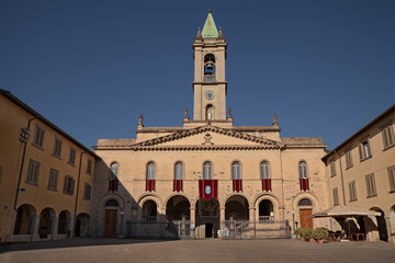 San Giovanni Valdarno, Arezzo, Tuscany, Italy: the ancient church of Santa Maria delle Grazie, built in 1484 but with a 19th-century Neoclassical facade. Its museum houses Beato Angelico's Annunciatio