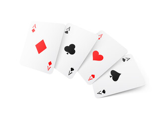 Playing cards set. Vector illustrations of cards with suits isolated on white background. Ready for your design. EPS10.