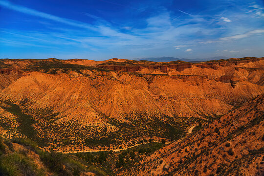 Gorafe is a large red-coloured canyon in Andalusia, Spain, through which several off-road routes lead