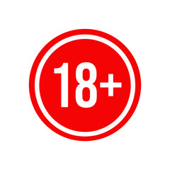18 plus icon vector under eighteen years prohibition sign, adults only