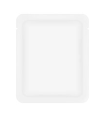 Soft sachet bag with round corners mockup. Vector illustration isolated on white background. Can be used for cosmetic, hygiene and medical. EPS10.