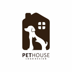dog cat pet house logo design