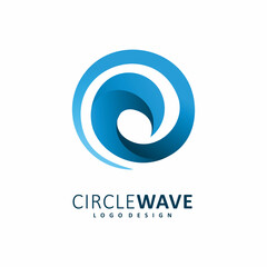 blue swirl circle wave logo design