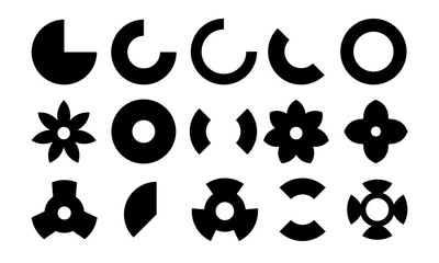 Fototapeta premium Abstract geometric doodles and shapes. Simple forms and basic geometry elements. Minimalist black curves and fragments