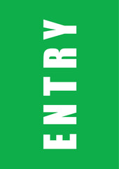 Entry sign emergency green on white