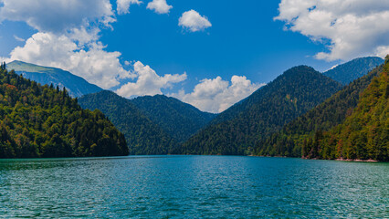 Beautiful lake with mountains in the background