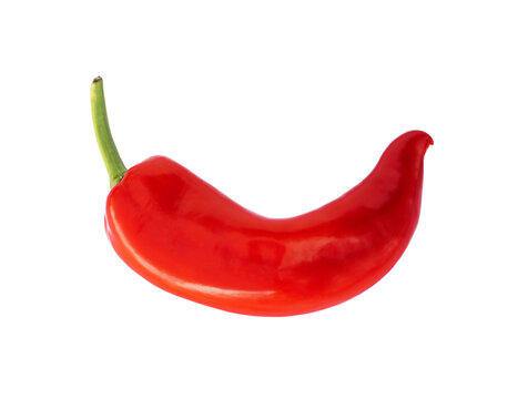 One red pepper close-up capi isolated on a white background.