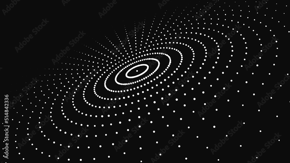 Poster vector digital disk with dots. futuristic black and white circular wave. the concept of big data. th