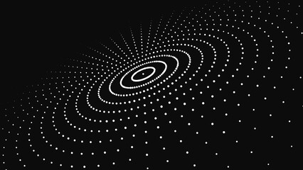 Fototapeta na wymiar Vector digital disk with dots. Futuristic black and white circular wave. The concept of big data. The wave effect of the web. 3D rendering