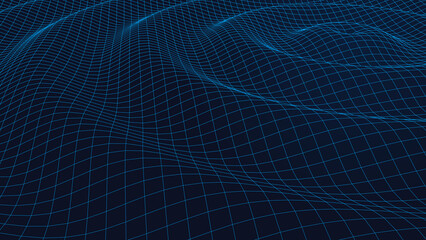 A reticulated blue circular wave. Network connection. The concept of big data. The wave effect of the web. The oscillation effect. Vector illustration.