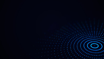 A digital disk of dots. Futuristic blue circular wave. The concept of big data. The wave effect of the web. 3D rendering