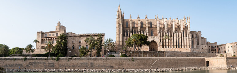 Palma de Mallorca Cathedral and the Royal Palace of la Almudaina panorama