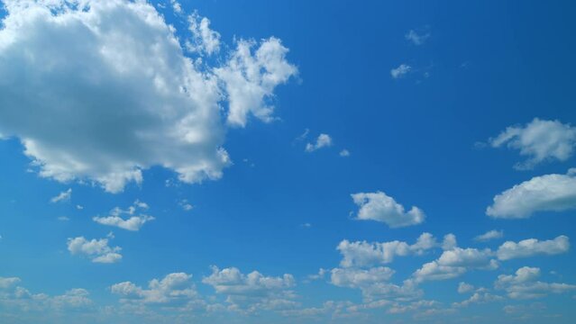 Nature weather blue sky. Clouds with blue light blue sky in horizon. Time lapse.