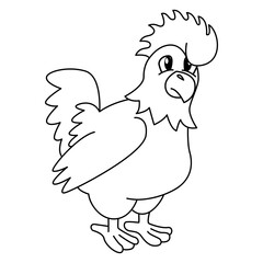 Cute rooster cartoon coloring page illustration vector. For kids coloring book.
