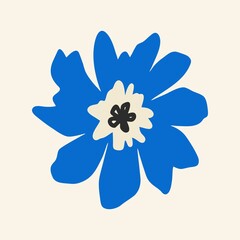 Hand drawn flower. Flat, design, cartoon, vector illustration.