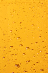 Bubbles in a glass cup of beer.