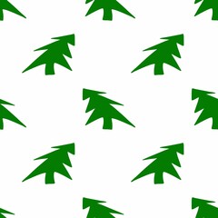 Christmas endless pattern. Green Christmas trees on a white background.