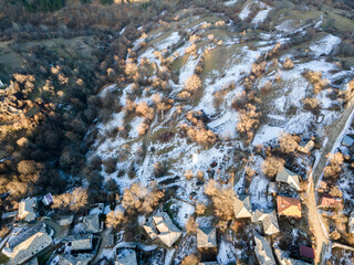 Aerial view of Village of Dolen, Blagoevgrad Region, Bulgaria