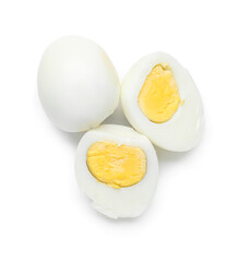 Fresh boiled eggs isolated on white background