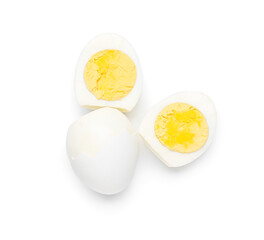 Tasty boiled eggs isolated on white background