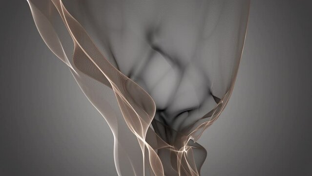 Fantastic video animation with particle wave object in slow motion, 4096x2304 loop 4K
