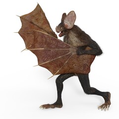 3d-illustration of an isolated creepy fantasy werebat