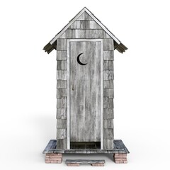 3D-Illustration of a outhouse in the wild west
