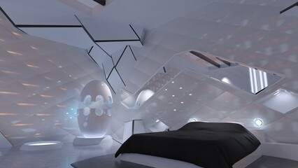 Fototapeta na wymiar 3D-illustration of an living room somewhere in the future