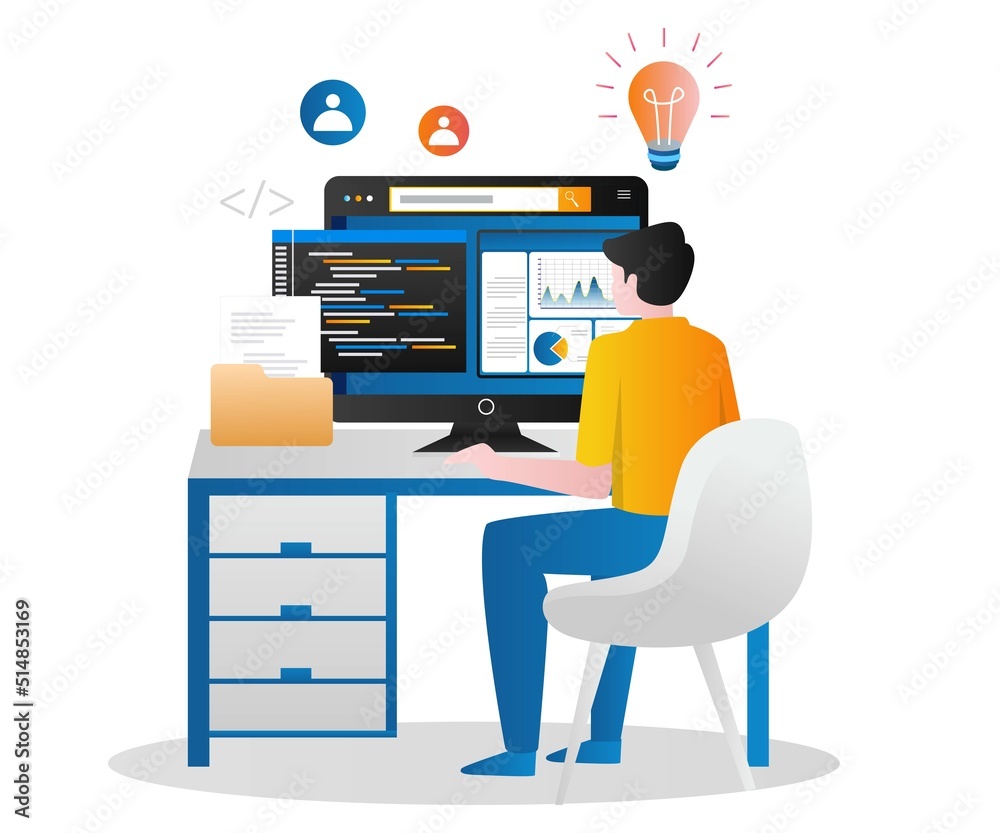 Aufkleber Man analyzing programming language data