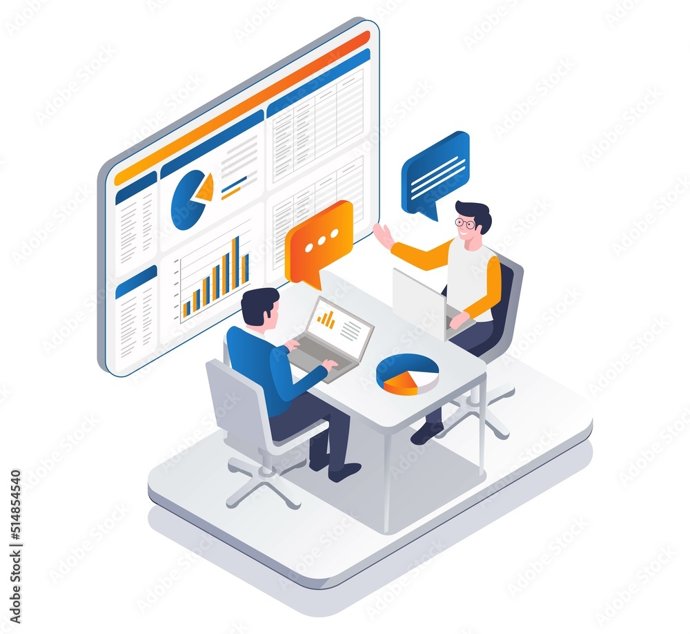 Aufkleber The team is in discussion on analyst business development data